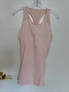 Light Pink Lace-Back Performance Tank - Women Sports Bra Top
